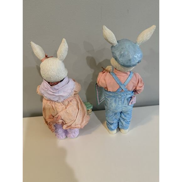 Potpourri Press Happy Hollow Bunny Pair Clementine Hezekiah 1992 w Boxes - Picture 3 of 11